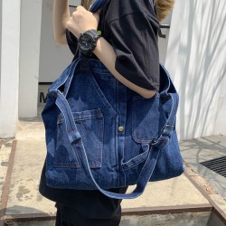 Casual Denim Split-Joint Solid Color Bags Accessories