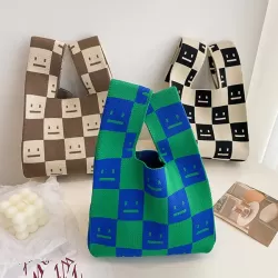 Urban Checkerboard Plaid Color-Block Bags Accessories Handbags