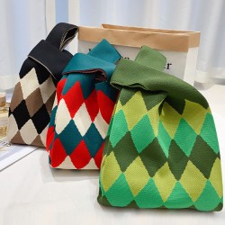 Urban Rhombic Contrast Color Bags Accessories Handbags
