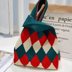 Urban Rhombic Contrast Color Bags Accessories Handbags