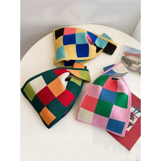 Casual Checkerboard Contrast Color Color-Block Bags Accessories Handbags Casual Checkerboard Contrast Color Color-Block Bags Accessories Handbags