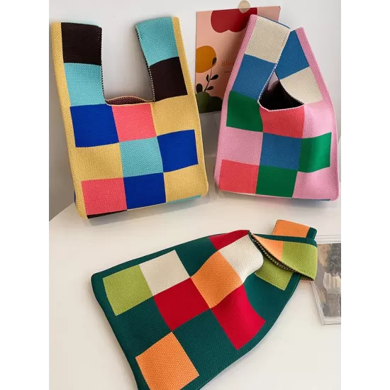 Casual Checkerboard Contrast Color Color-Block Bags Accessories Handbags Casual Checkerboard Contrast Color Color-Block Bags Accessories Handbags