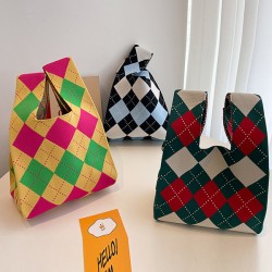 Urban Checkerboard Contrast Color Color-Block Bags Accessories Handbags