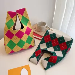 Urban Checkerboard Contrast Color Color-Block Bags Accessories Handbags