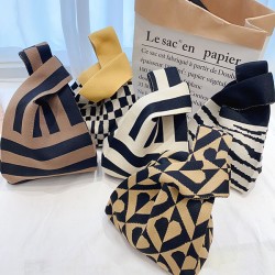 Knitting Checkerboard Zebra-Stripe Striped Bags Accessories Handbags