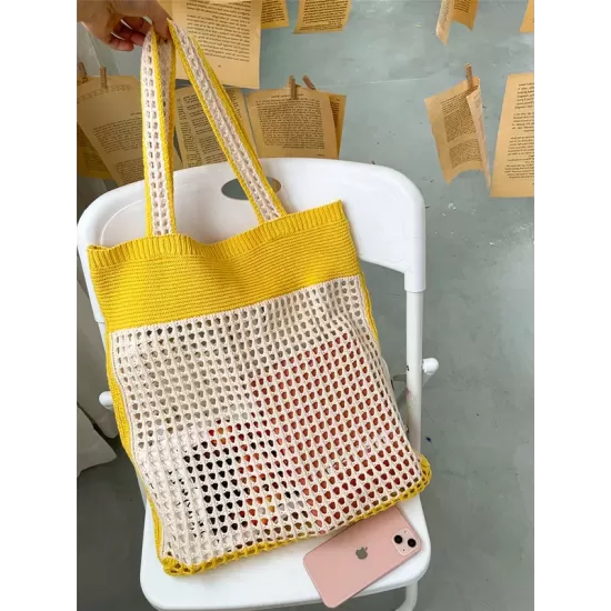 Beach Contrast Color Hollow Bags Accessories Beach Contrast Color Hollow Bags Accessories