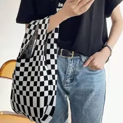 Original Weave Contrast Color Plaid Bags Accessories
