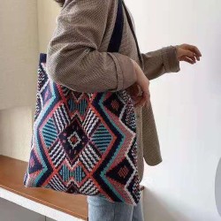 Artistic Retro Weave Contrast Color Striped Bags Accessories