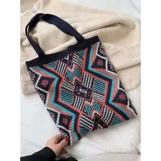 Artistic Retro Weave Contrast Color Striped Bags Accessories Artistic Retro Weave Contrast Color Striped Bags Accessories
