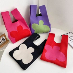 Flower Contrast Color Knitting Bags Accessories