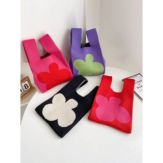 Flower Contrast Color Knitting Bags Accessories Flower Contrast Color Knitting Bags Accessories