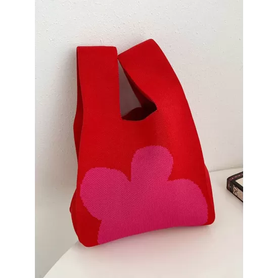 Flower Contrast Color Knitting Bags Accessories Flower Contrast Color Knitting Bags Accessories