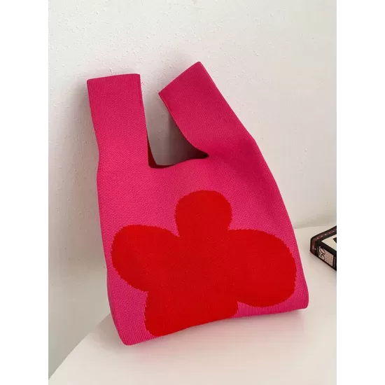 Flower Contrast Color Knitting Bags Accessories Flower Contrast Color Knitting Bags Accessories
