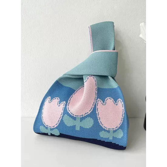 Knitting Contrast Color Flower Bags Accessories Knitting Contrast Color Flower Bags Accessories