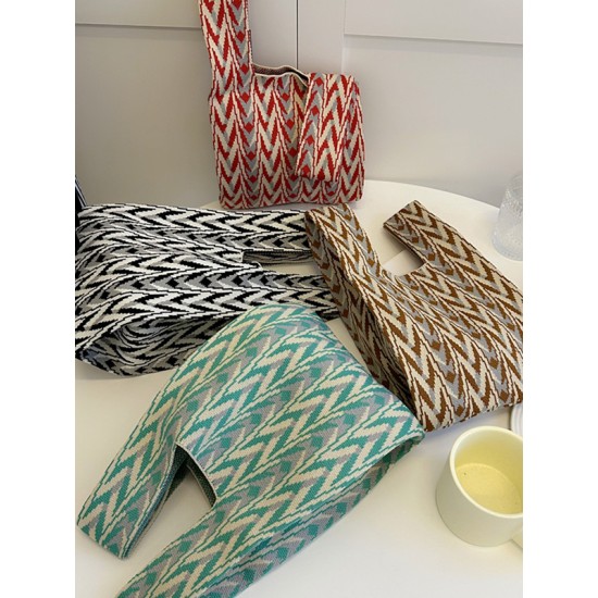 Geometric Multi-Colored Woven Handbag Bags Accessories Geometric Multi-Colored Woven Handbag Bags Accessories