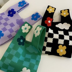 Floral Printed Plaid Woven Handbag Bags Accessories