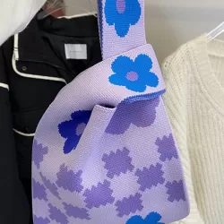 Floral Printed Plaid Woven Handbag Bags Accessories