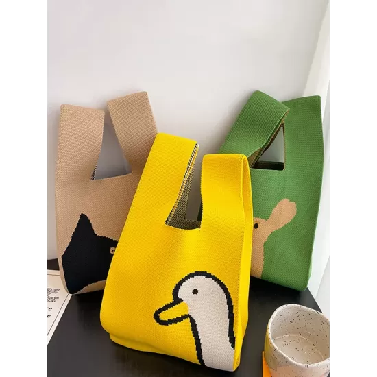 Cartoon Printed Woven Handbag Bags Accessories Cartoon Printed Woven Handbag Bags Accessories