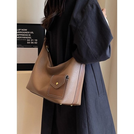 Buckle Pockets Solid Color Split-Joint Zipper Crossbody Bags Buckle Pockets Solid Color Split-Joint Zipper Crossbody Bags