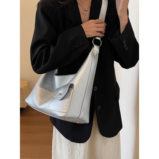 Buckle Pockets Solid Color Split-Joint Zipper Crossbody Bags Buckle Pockets Solid Color Split-Joint Zipper Crossbody Bags