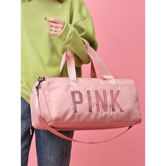Sequined Letter Print Large-Capacity Outdoor Portable Travel Bag Sequined Letter Print Large-Capacity Outdoor Portable Travel Bag