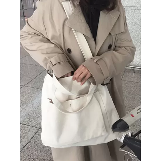 Simple Casual Solid Color Canvas Sling Bag Simple Casual Solid Color Canvas Sling Bag