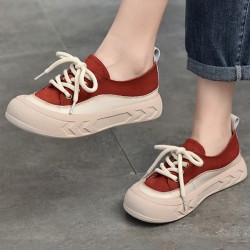 Contrast Color Lace-Up Platform Shoes Casual Shoes