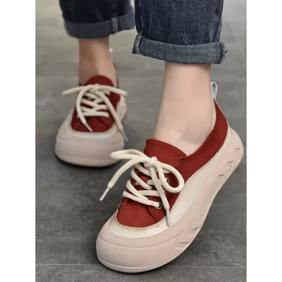 Contrast Color Lace-Up Platform Shoes Casual Shoes Contrast Color Lace-Up Platform Shoes Casual Shoes