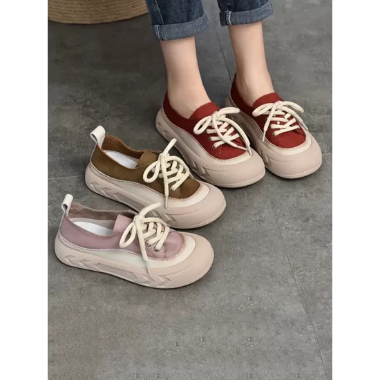 Contrast Color Lace-Up Platform Shoes Casual Shoes Contrast Color Lace-Up Platform Shoes Casual Shoes