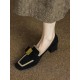 Contrast Color Square-Toe Mid Heels Loafers Contrast Color Square-Toe Mid Heels Loafers