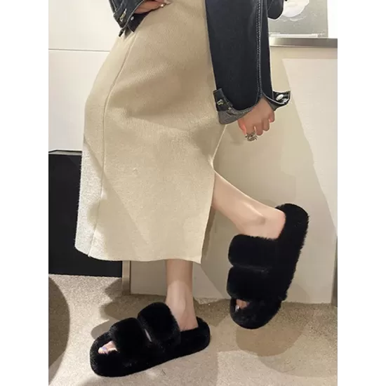 Open Toe Solid Color Split-Joint Platform Shoes Flat Shoes Open Toe Solid Color Split-Joint Platform Shoes Flat Shoes