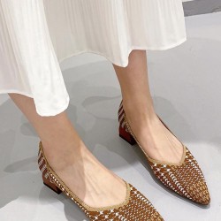 Contrast Color Houndstooth Pointed-Toe V-Cut Pumps