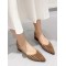Contrast Color Houndstooth Pointed-Toe V-Cut Pumps