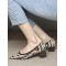 Contrast Color Houndstooth Pointed-Toe Round Cut Pumps Mid Heels