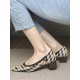 Contrast Color Houndstooth Pointed-Toe Round Cut Pumps Mid Heels Contrast Color Houndstooth Pointed-Toe Round Cut Pumps Mid Heels