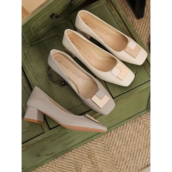 Elegant Square Buckle Chunky Square Mid Heel Shoes Elegant Square Buckle Chunky Square Mid Heel Shoes