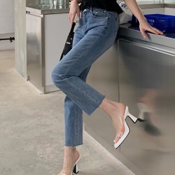 Square-Toe Transparent Sandals Pumps