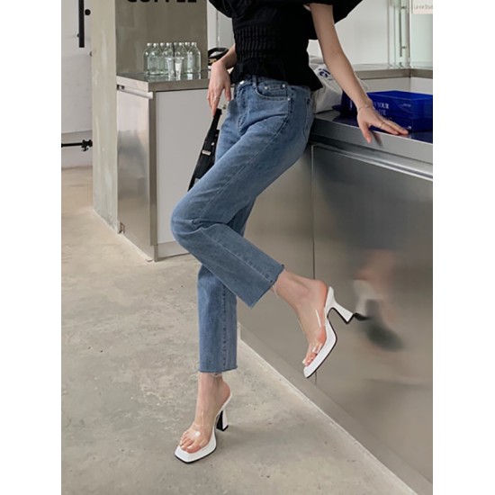 Square-Toe Transparent Sandals Pumps Square-Toe Transparent Sandals Pumps