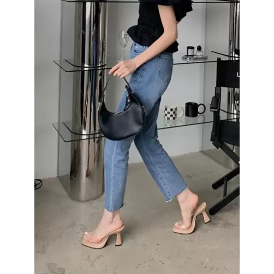 Square-Toe Transparent Sandals Pumps Square-Toe Transparent Sandals Pumps