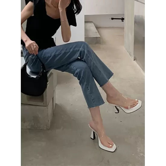 Square-Toe Transparent Sandals Pumps Square-Toe Transparent Sandals Pumps