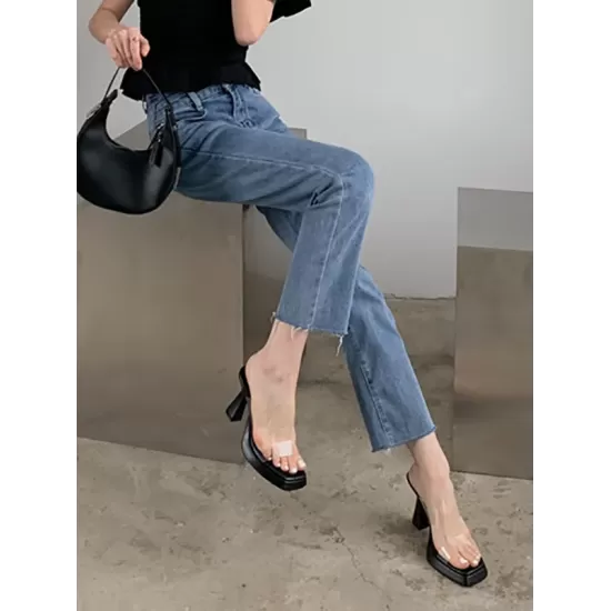 Square-Toe Transparent Sandals Pumps Square-Toe Transparent Sandals Pumps
