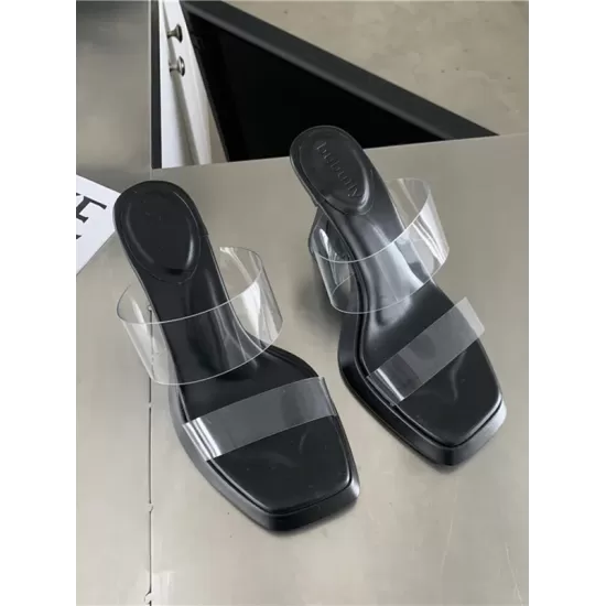 Square-Toe Transparent Sandals Pumps Square-Toe Transparent Sandals Pumps