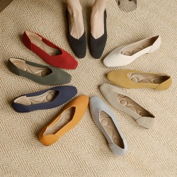 Solid Color Square-Toe Shoes Flats