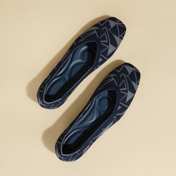 Color-Block Contrast Color Square-Toe V-Cut Flat Shoes