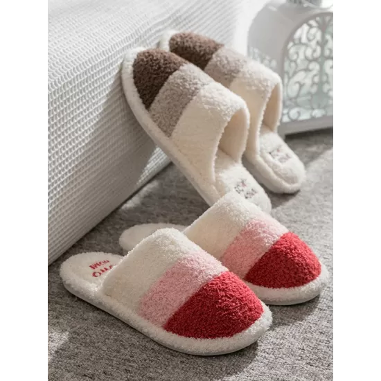 Indoor Non-Slip Keep Warm Striped Slippers Indoor Non-Slip Keep Warm Striped Slippers