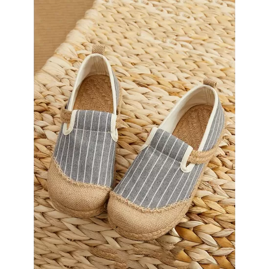 Straw Knitting Striped Flat Shoes Casual Shoes Straw Knitting Striped Flat Shoes Casual Shoes