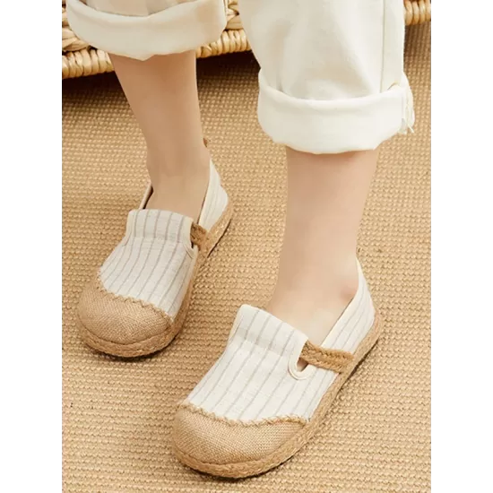 Straw Knitting Striped Flat Shoes Casual Shoes Straw Knitting Striped Flat Shoes Casual Shoes