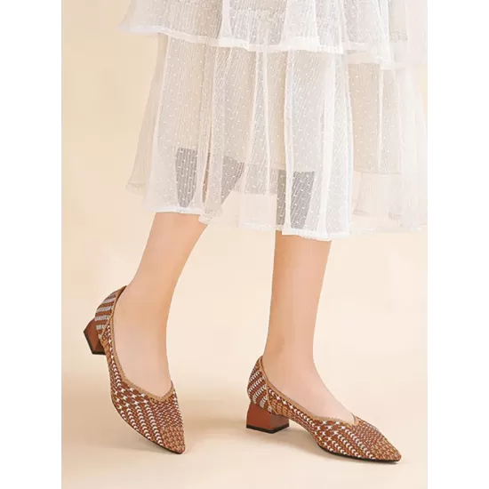 Houndstooth Pointed-Toe Shoes Pumps Houndstooth Pointed-Toe Shoes Pumps