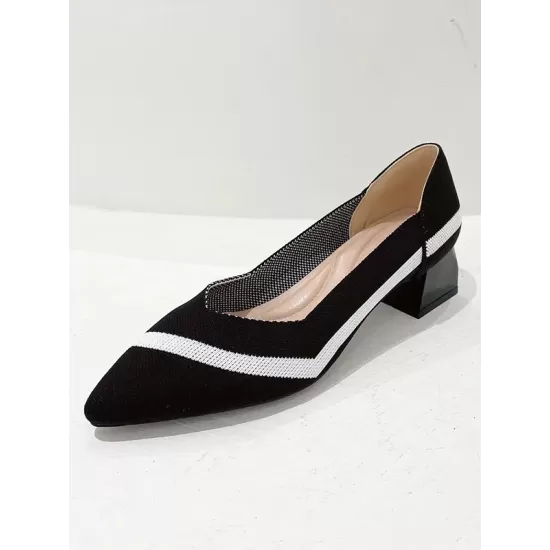 Contrast Color Pointed-Toe V-Cut Pumps Contrast Color Pointed-Toe V-Cut Pumps
