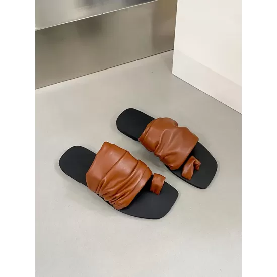 Contrast Color Pleated Slippers Contrast Color Pleated Slippers